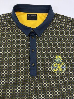 Galvin Green Polo Shirt Mens The K Club Golf Ireland Size Large Geometric Navy